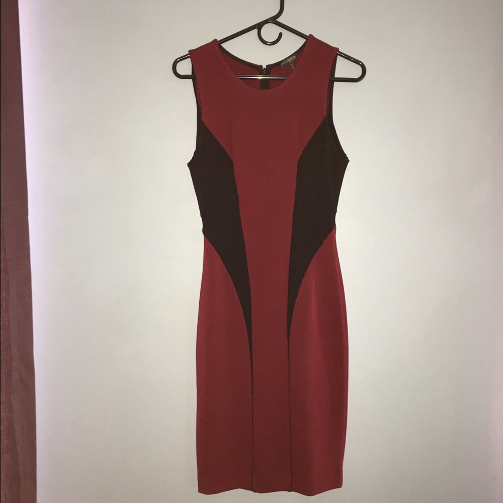 Intermix Red Colorblock Inset Ponte Dress